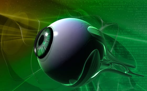 Digital illustration of eye in colour background