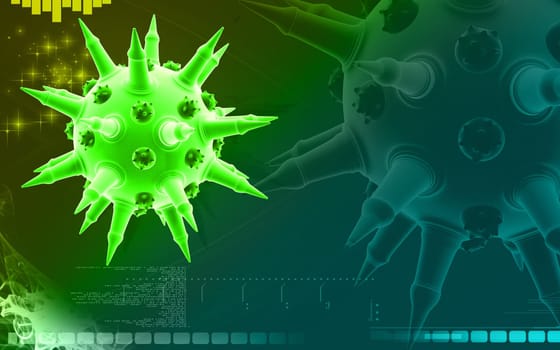Digital illustration of Flu virus in colour background