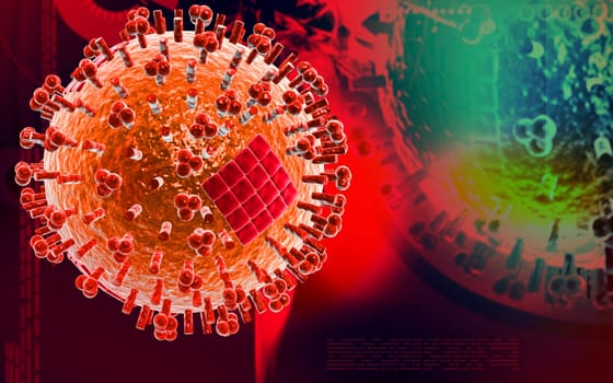 Digital illustration of avian virus in colour background