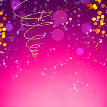 Abstract Carnival Background Design on Gradient Purple Color, Emphasizing Colorful Small Round Shapes.