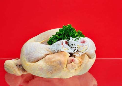 Chicken raw from the front