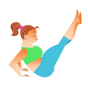 Conventional bit thick woman does yoga. Health care and spiritual. Yoga alphabet. The Letter G