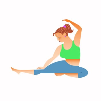 Conventional bit thick woman does yoga. Health care and spiritual. Yoga alphabet. The Letter D