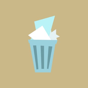 Waste basket full Packed full of scraps of paper. Ecology recycling office