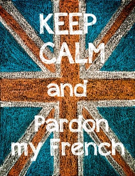 United Kingdom (British Union jack) flag, hand drawing with chalk on blackboard, vintage concept