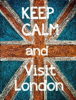 United Kingdom (British Union jack) flag, hand drawing with chalk on blackboard, vintage concept