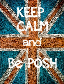 United Kingdom (British Union jack) flag, hand drawing with chalk on blackboard, vintage concept