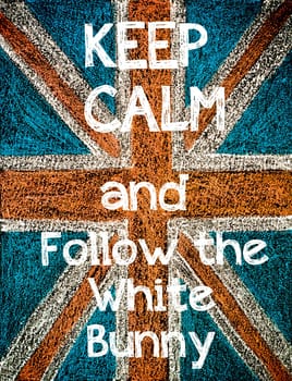 United Kingdom (British Union jack) flag, hand drawing with chalk on blackboard, vintage concept