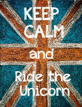 United Kingdom (British Union jack) flag, hand drawing with chalk on blackboard, vintage concept