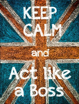 United Kingdom (British Union jack) flag, hand drawing with chalk on blackboard, vintage concept