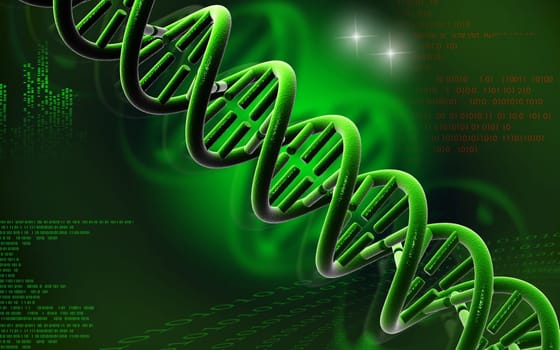 Digital illustration DNA structure in colour background