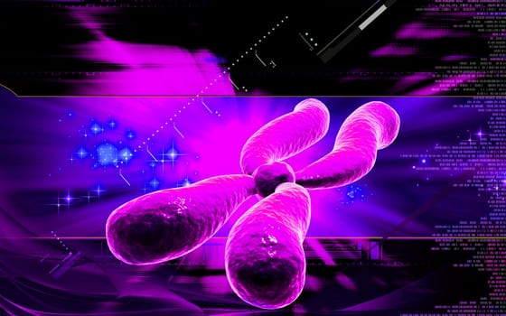 Digital illustration of chromosome in colour background