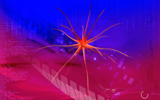 Digital illustration of neuron in colour background