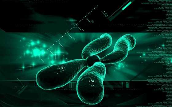 Digital illustration of chromosome in colour background