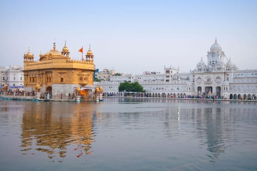 Morning view at Golden Temple in Amritsar, Punjab, India.