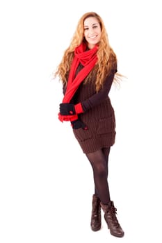 A beautiful young woman dressed for winter