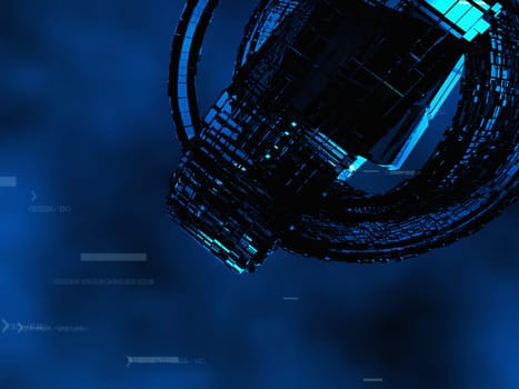 Intertwined rings on a blue background