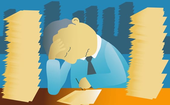 Businessman with his hand on head