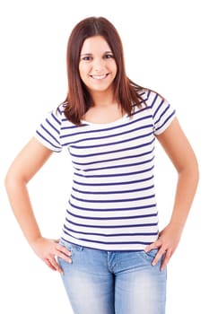 Young student woman posing over white background