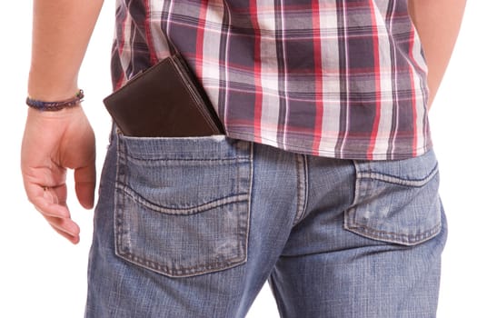 Detail of wallet in man's back pocket