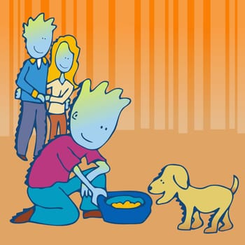 Man and a woman looking at their son