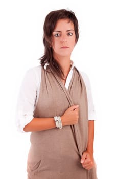 Young and beautiful woman posing - isolated