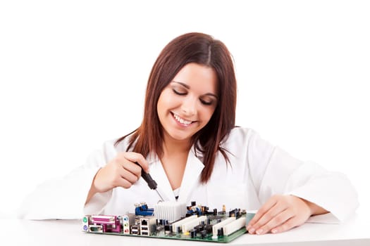 Happy and successful young computer technician