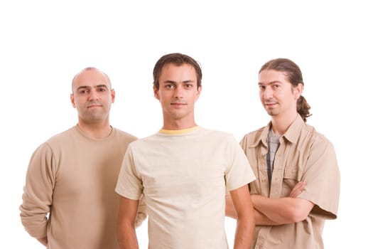 Group of friends, posing isolated over white