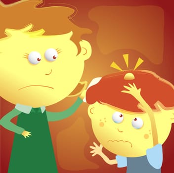 Mid adult woman standing with her son