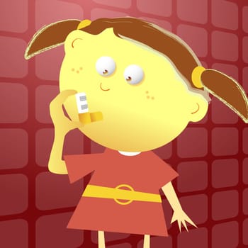 Girl using an inhaler