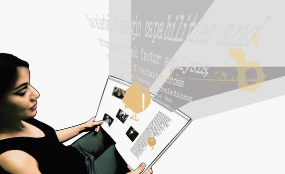 Young woman reading a book