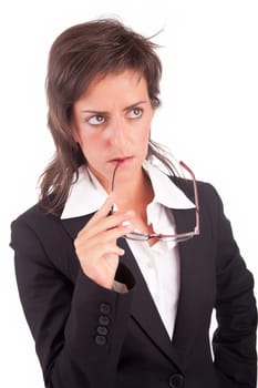 Beautiful business woman posing isolated