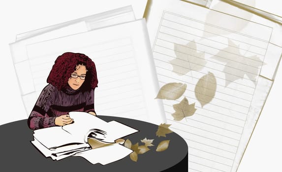 Woman reading a file
