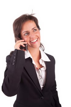 Business woman at the phone - isolated over white