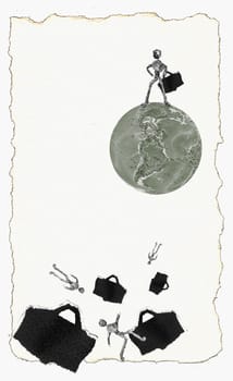 Figurine of a person on a globe holding a briefcase