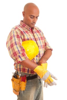 Construction worker, isolated over white background