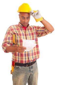 Construction worker, isolated over white background