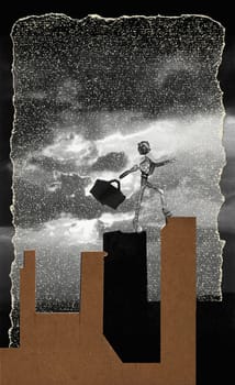 Figurine of a person walking on a bar graph