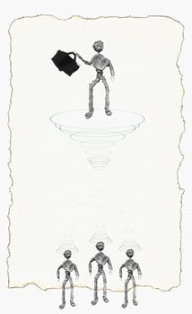 Figurine of a person in mid-air holding a briefcase