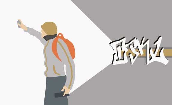 Man using spray paint on a wall