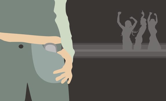 Person carrying a mobile phone in their pocket