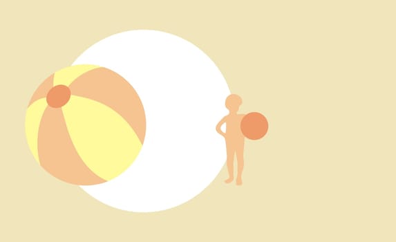 Beach ball with the silhouette of a boy