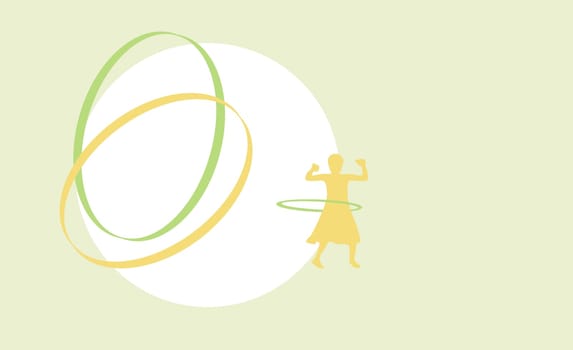 Silhouette of a girl spinning a plastic hoop