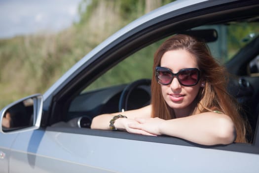 Young happy woman leaving for vacations