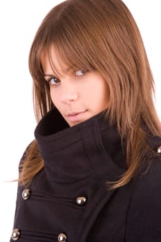 Beautiful woman portrait, isolated over white background