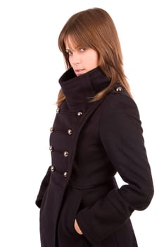 beautiful woman dressed for winter, isolated over white