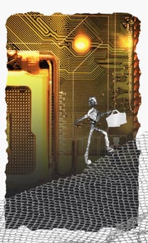 Figurine of a person walking on a net