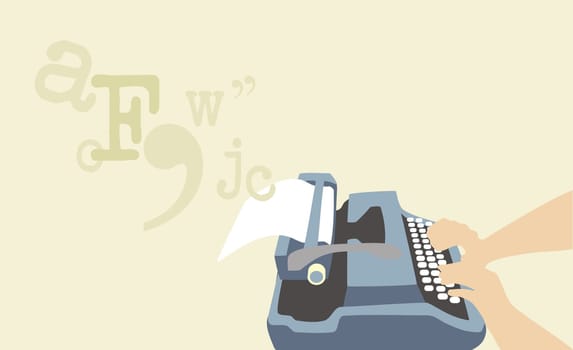 Person typing on a typewriter