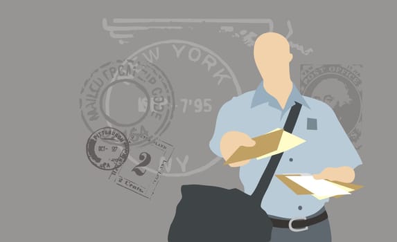 Mailman holding envelopes