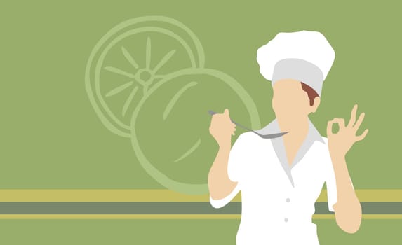 Male chef tasting food with a ladle